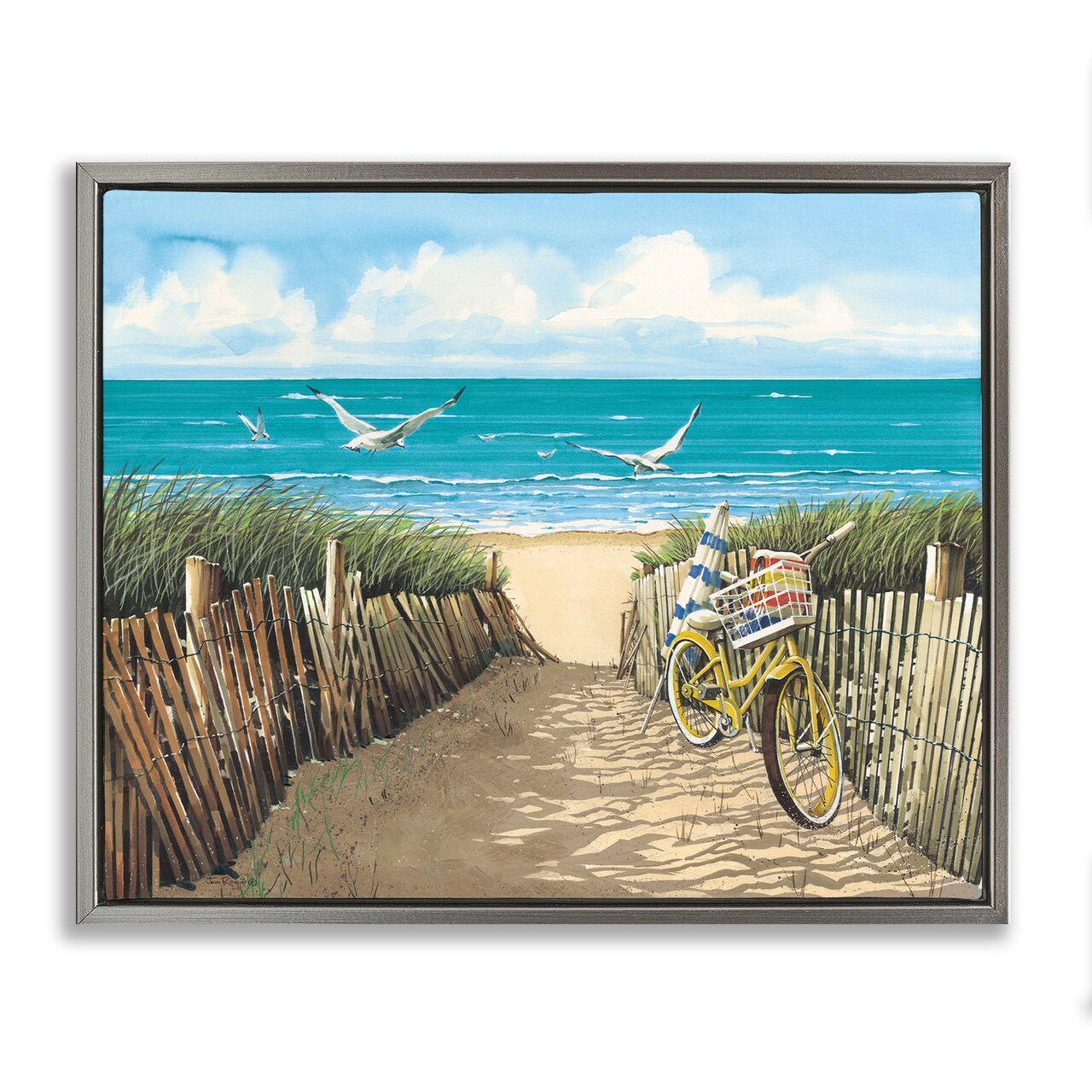 Stupell Industries Yellow Beach Taxi Coast Floating Frame, design by John Rossini